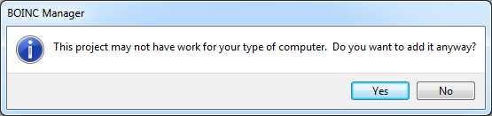 BOINC warning about non-standard project